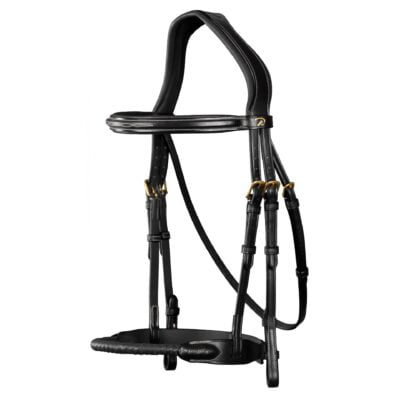 Dy'on Leather Covered Rope Noseband Bridle Black